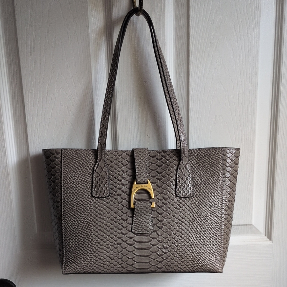 Dooney & Bourke Taupe Snake-Embossed Tote